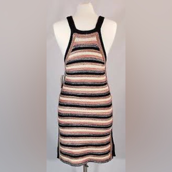 Free People Boho Retro Ruby Striped Crochet Knit Tank Dress Size Small - Picture 7 of 7